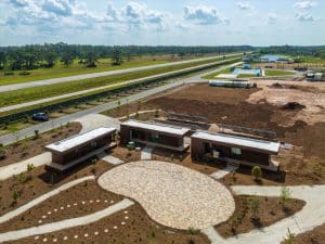 Stylish container home with back views