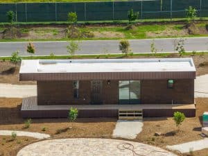 Stylish container home with back views