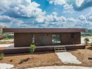 Stylish container home with back views