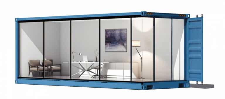 Glass wall container unit for home, office space
