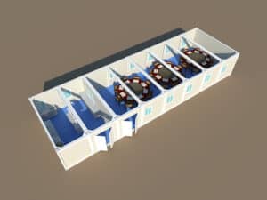 Modular shower units made from shipping container