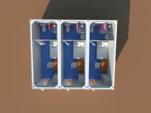 Modular shower units made from shipping container