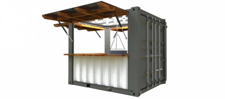 Small coffee stand made from industrial container