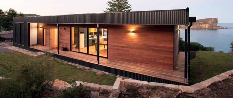 Stylish container home with back views