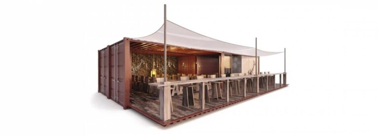 Stylish storefront made from shipping container