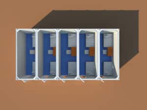 Modular shower units made from shipping container