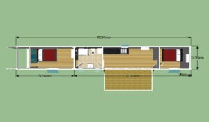 2 bedroom residential container home floor plan